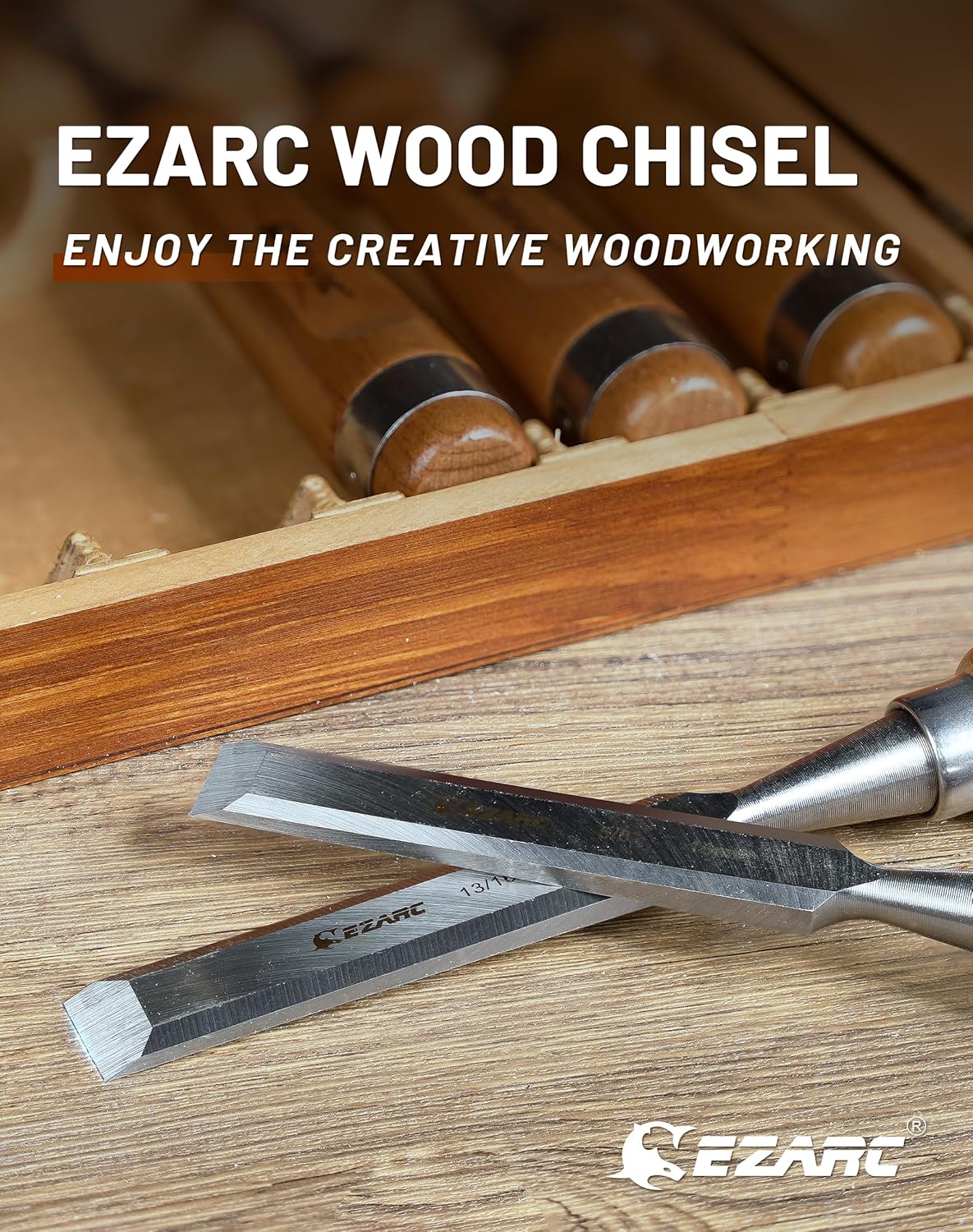 EZARC 6 Pieces Wood Chisel Tool Sets Woodworking Carving Chisel Kit with Premium Wooden Case for Carpenter Craftsman - Image 5