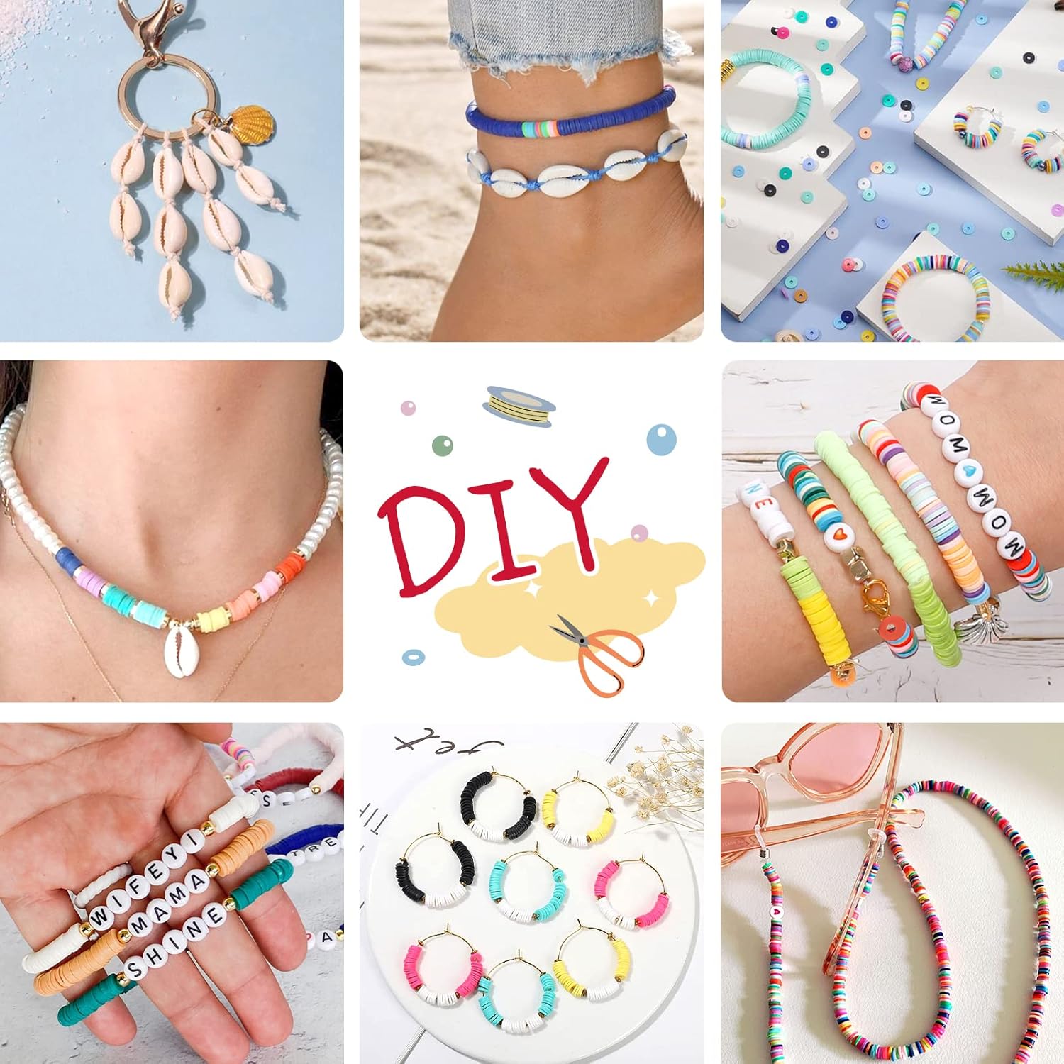 QUEFE 15000 Clay Beads Bracelet Making Kit, 144 Colors 6 Boxes Friendship Bracelet Charm Concert Bracelets Merch Flat Beads, Polymer Heishi Beads for Jewelry Making, for Crafts Christmas Gifts - Image 3