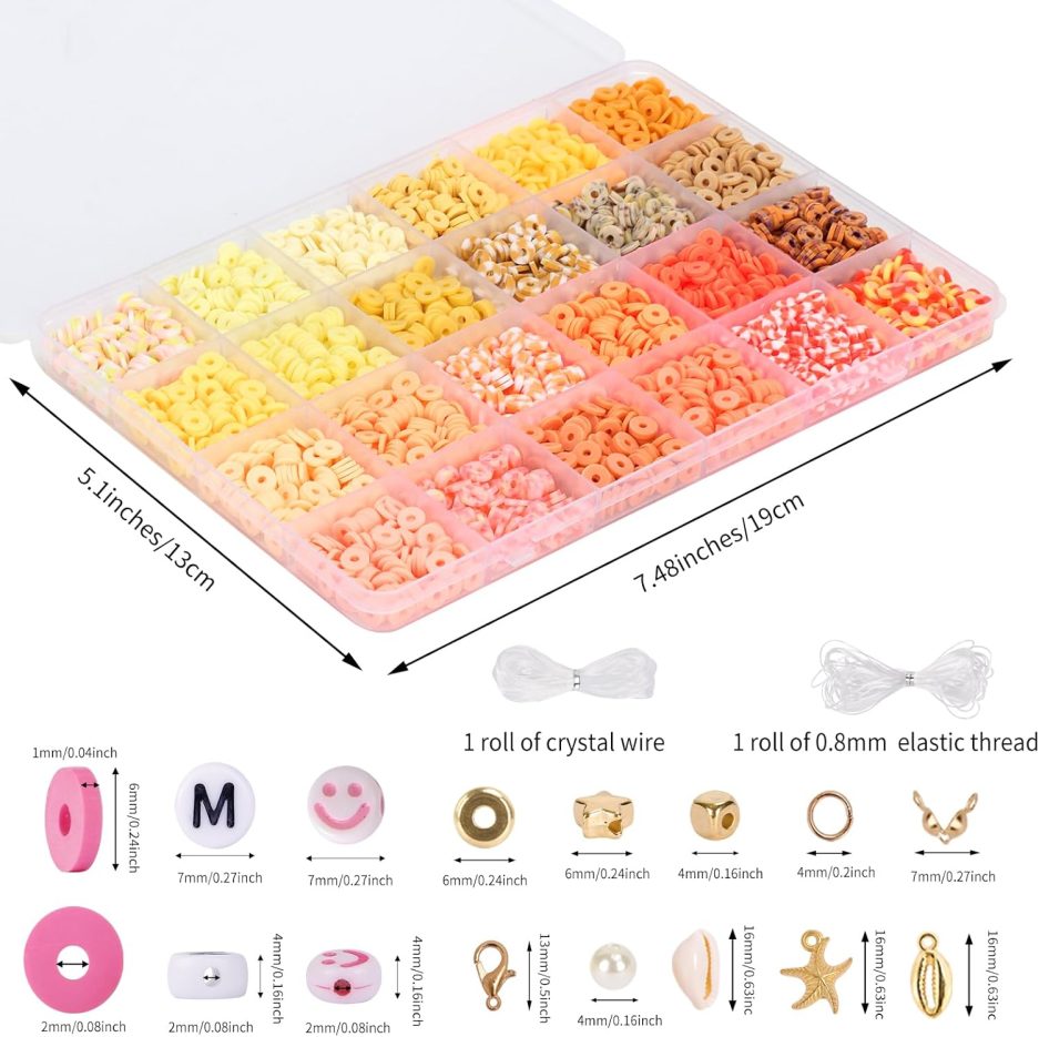 QUEFE 15000 Clay Beads Bracelet Making Kit, 144 Colors 6 Boxes Friendship Bracelet Charm Concert Bracelets Merch Flat Beads, Polymer Heishi Beads for Jewelry Making, for Crafts Christmas Gifts - Image 5