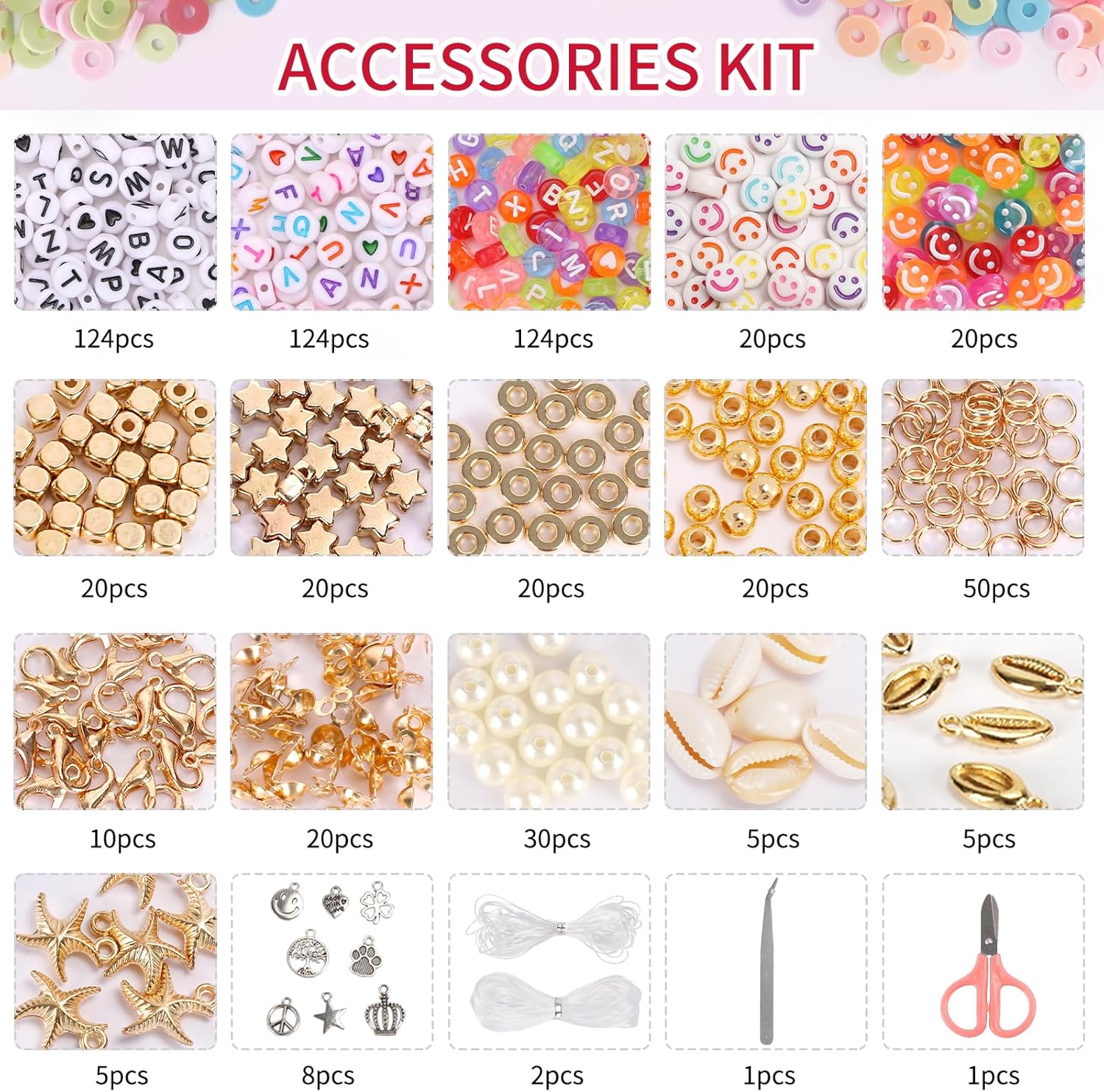QUEFE 15000 Clay Beads Bracelet Making Kit, 144 Colors 6 Boxes Friendship Bracelet Charm Concert Bracelets Merch Flat Beads, Polymer Heishi Beads for Jewelry Making, for Crafts Christmas Gifts - Image 7