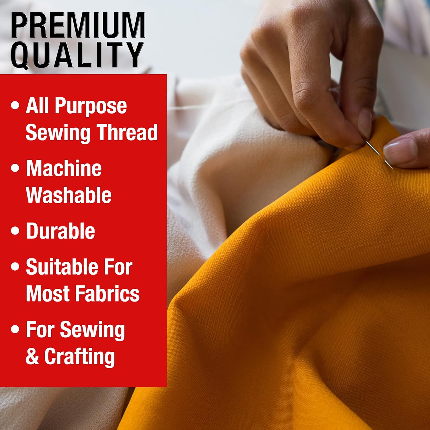 SINGER Polyester Sewing Thread Set - 30 Assorted Colors, 50 Yards per Mini Thread Spool, Sewing Kit Includes 5 Large Eye Hand Needles, 1 Needle Threader, Suitable for Hand and Machine Sewing - Image 7